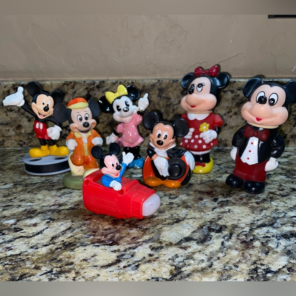 Vintage Disney Mickey Minnie Figurine Figure Toy Lot of 7